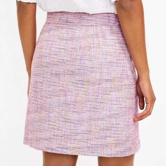 LOFT Petite Tweed Pocket Shift Skirt- Coral Multi Color- 2P - Picture 2 of 9